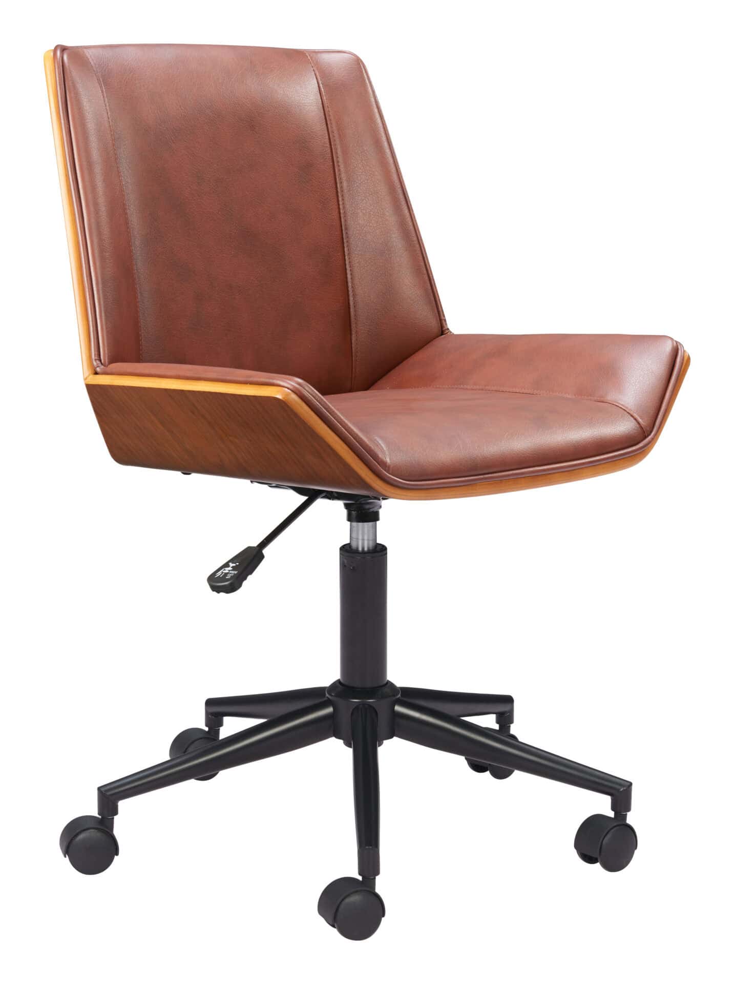 Modern Adjustable Brown Faux Leather Office Chair with Caster Wheels 1 Modern Adjustable Brown Faux Leather Office Chair with Caster Wheels