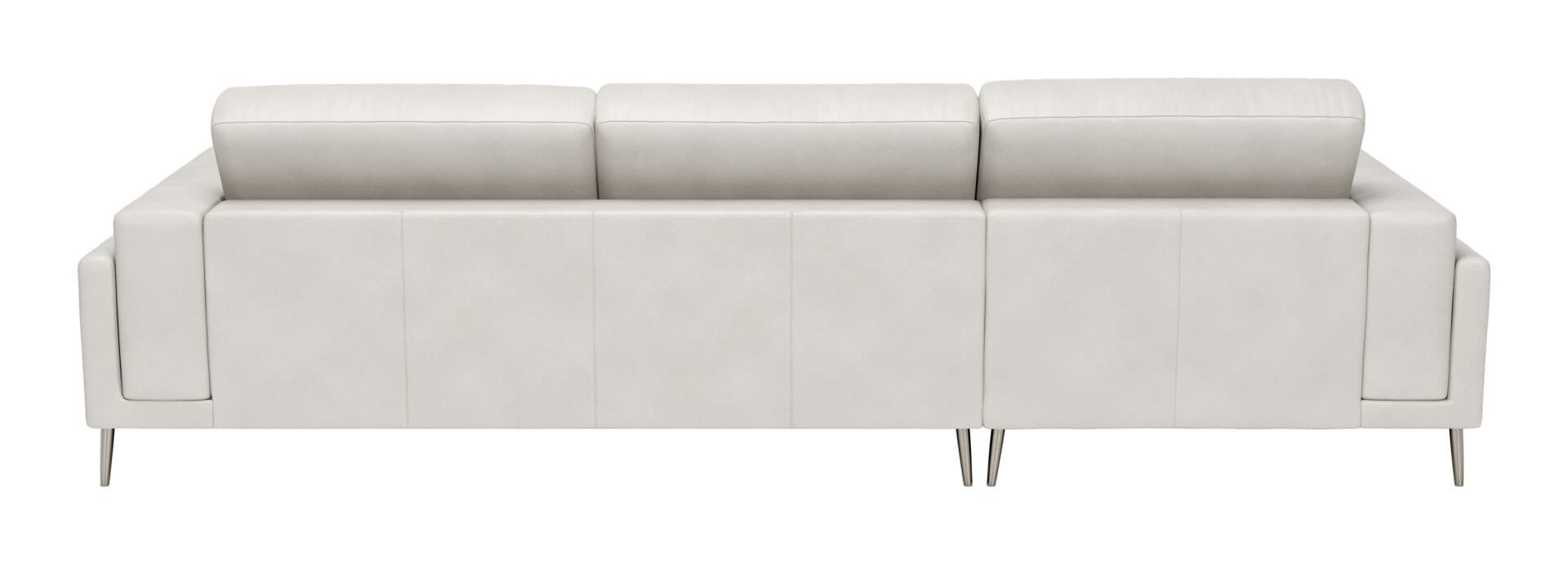 Modern Beige Leather Sectional with Steel Legs and Tufted Seat 4 Modern Beige Leather Sectional with Steel Legs and Tufted Seat - Image 4