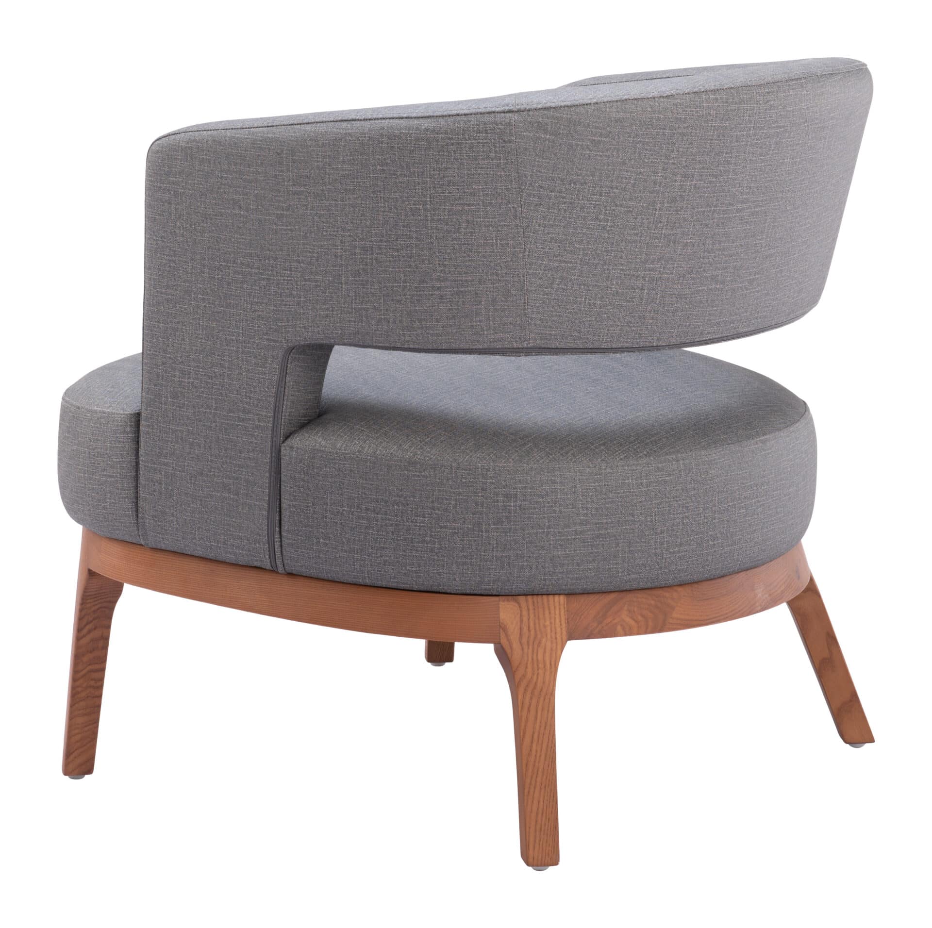 Slate Gray Vinyl Accent Chair with Wood Base and Armrests 7 Slate Gray Vinyl Accent Chair with Wood Base and Armrests - Image 7