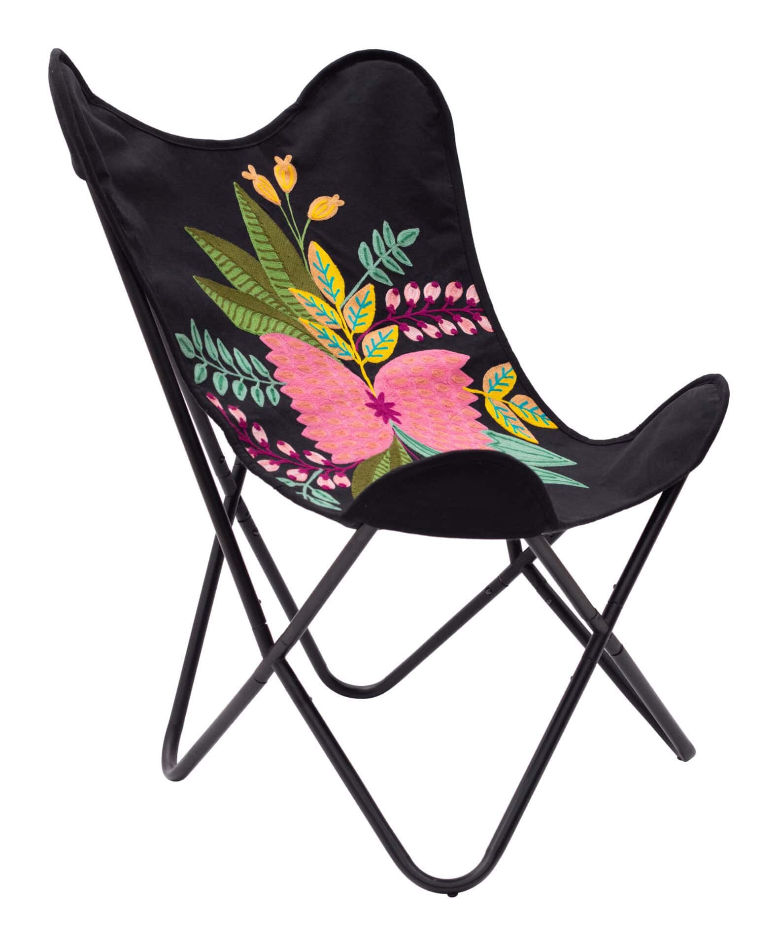 Multicolor Boho-Modern Accent Chair with Cotton Seat and Steel Frame 1 Multicolor Boho-Modern Accent Chair with Cotton Seat and Steel Frame