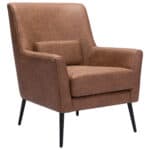 Vintage Brown Faux Leather Accent Chair with Steel Legs 11 Vintage Brown Faux Leather Accent Chair with Steel Legs