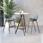 Mid-Century Modern Barstool with Faux Leather and Walnut Finish (Set of 2)