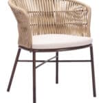 Modern Outdoor Dining Chair Weather Resistant Steel Frame (Set of 2)