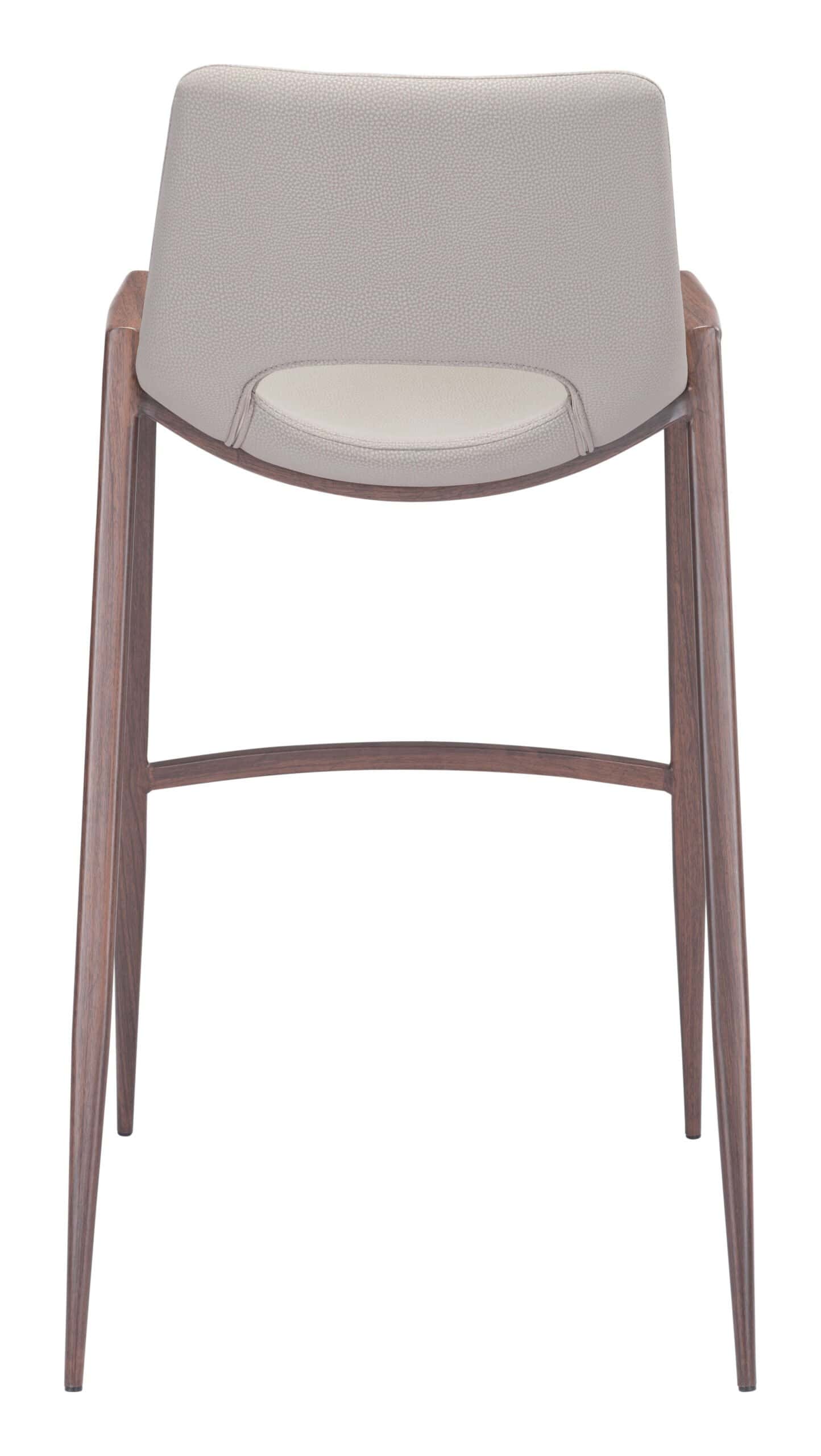 Mid-Century Modern Barstool with Faux Leather and Walnut Legs (Set of 2)