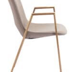 Beige Faux Leather Dining Chair with Gold Steel Legs (Set of 2)