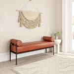 Modern Faux Leather Bench with Steel Legs and Rubber Feet 7 Modern Faux Leather Bench with Steel Legs and Rubber Feet