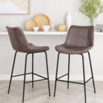 Brown Faux Leather Counter Stool with Black Steel Legs 11 Brown Faux Leather Counter Stool with Black Steel Legs