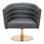 Gray Tufted Swivel Accent Chair with Faux Leather Upholstery 13 Gray Tufted Swivel Accent Chair with Faux Leather Upholstery