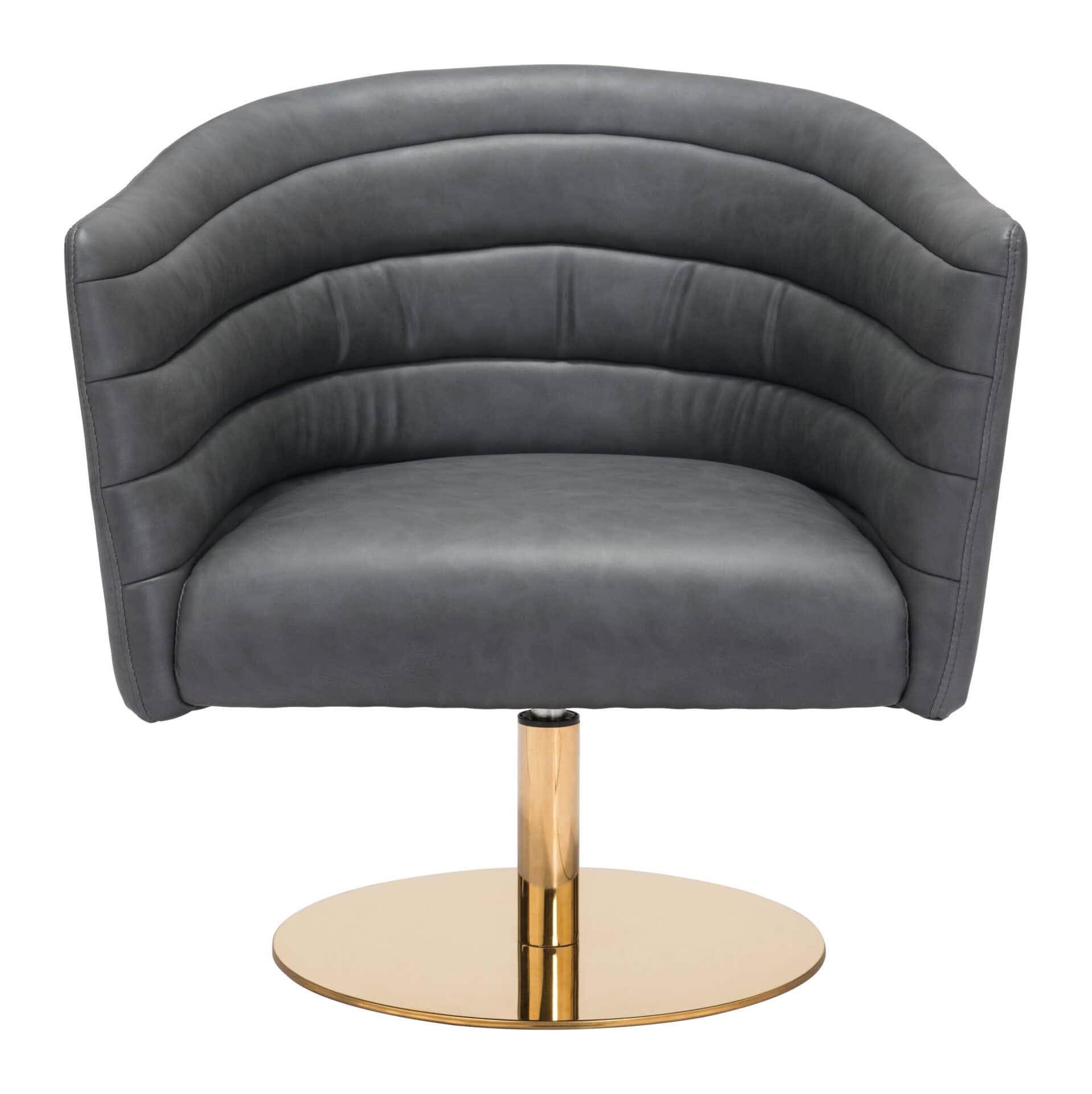 Gray Tufted Swivel Accent Chair with Faux Leather Upholstery 4 Gray Tufted Swivel Accent Chair with Faux Leather Upholstery - Image 4