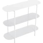 Modern White Console Table with Steel Frame and Oval Top