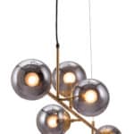 Gold-Plated Ceiling Lamp with Smoked Glass Shades 20 Gold-Plated Ceiling Lamp with Smoked Glass Shades