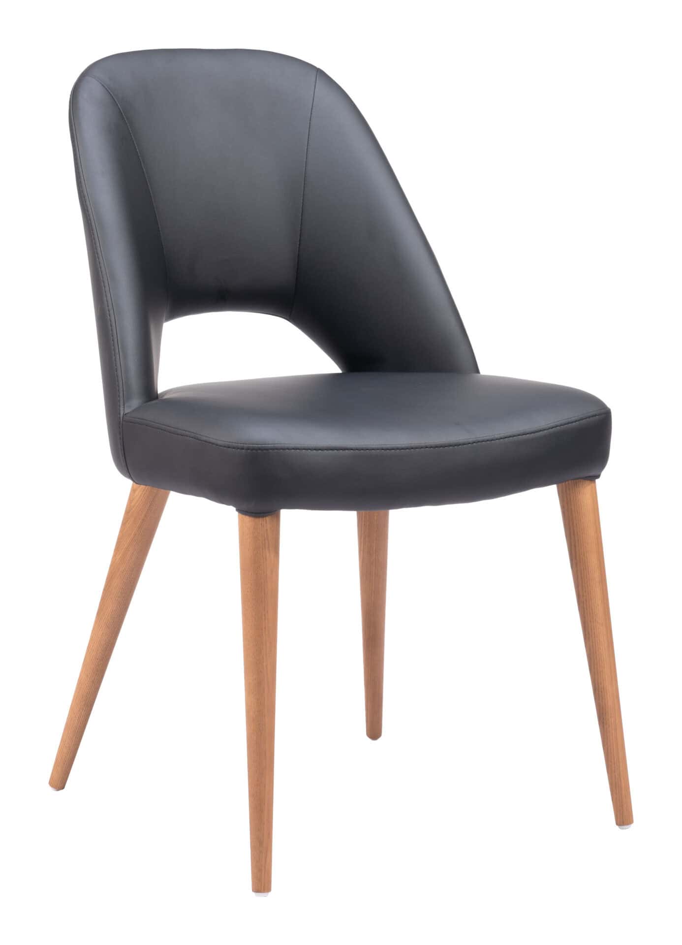 Modern Black Dining Chair with Faux Leather and Wood Legs (Set of 2) 1 Modern Black Dining Chair with Faux Leather and Wood Legs (Set of 2)