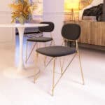 Gray Velvet Dining Chair with Gold Steel Legs (Set of 2) 10 Gray Velvet Dining Chair with Gold Steel Legs (Set of 2)