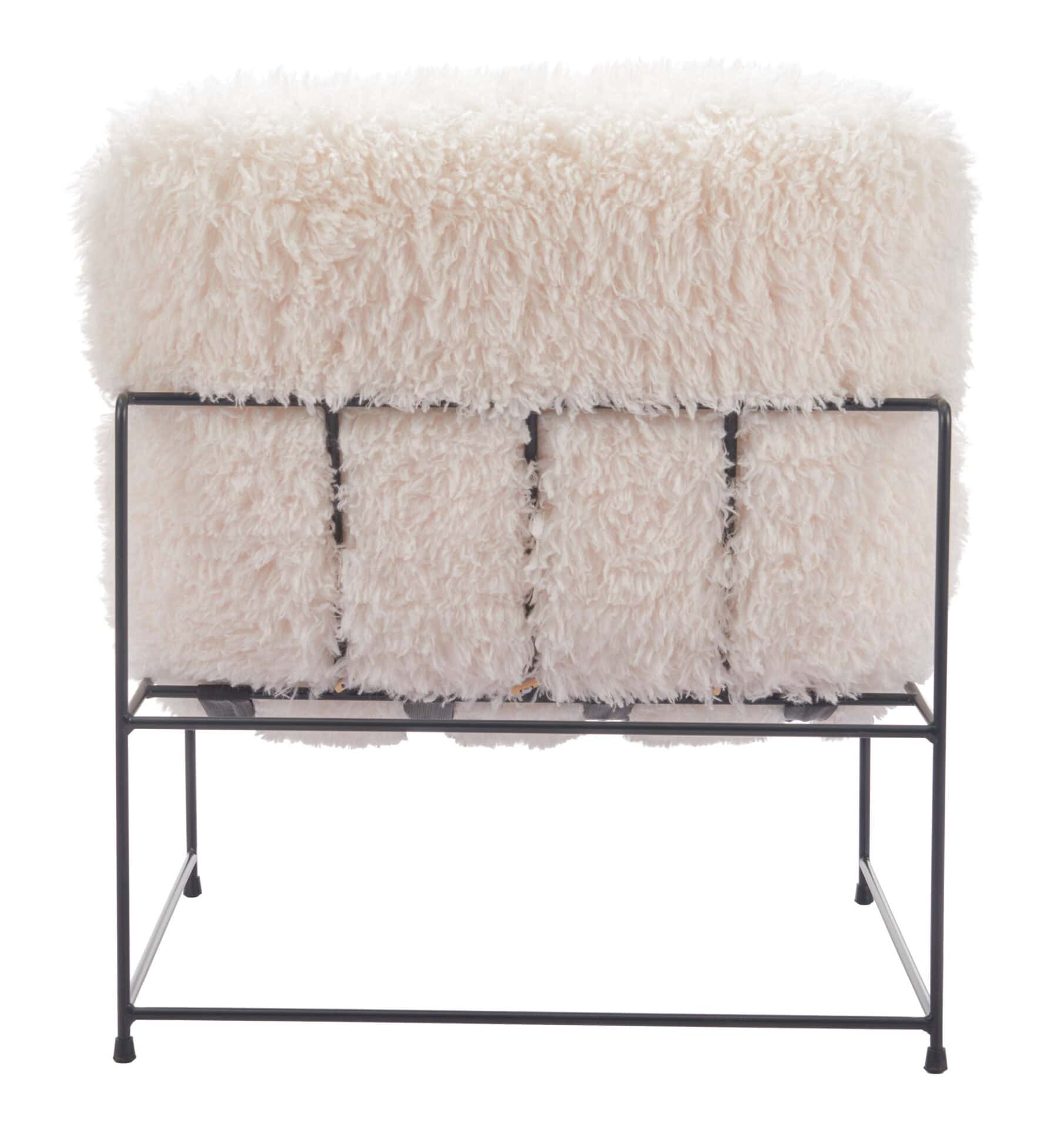 Shearling Accent Chair with Stainless Steel Base and Armrests 4 Shearling Accent Chair with Stainless Steel Base and Armrests - Image 4