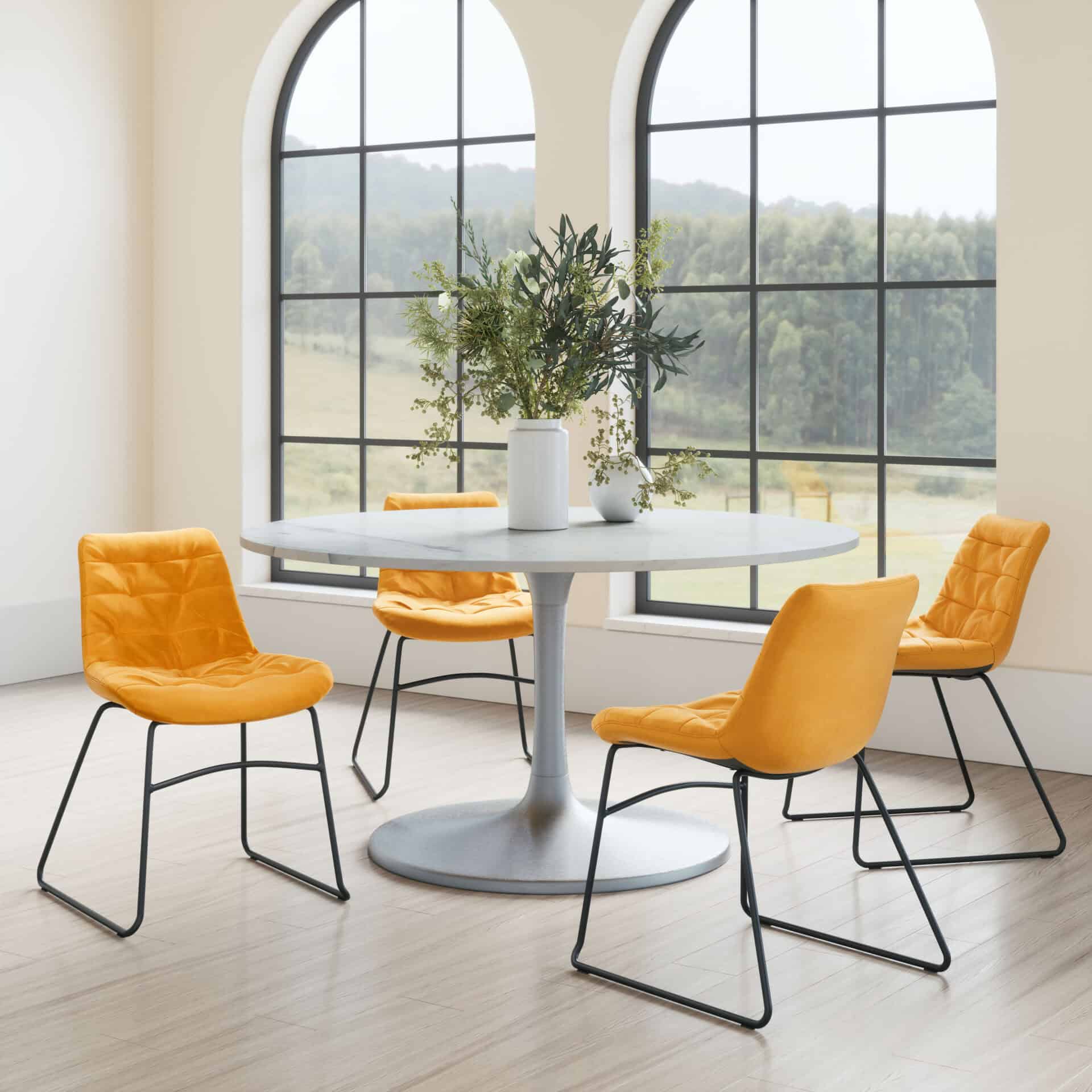 Yellow Velvet Dining Chair with Steel Frame (Set of 2) 2 Yellow Velvet Dining Chair with Steel Frame (Set of 2) - Image 2