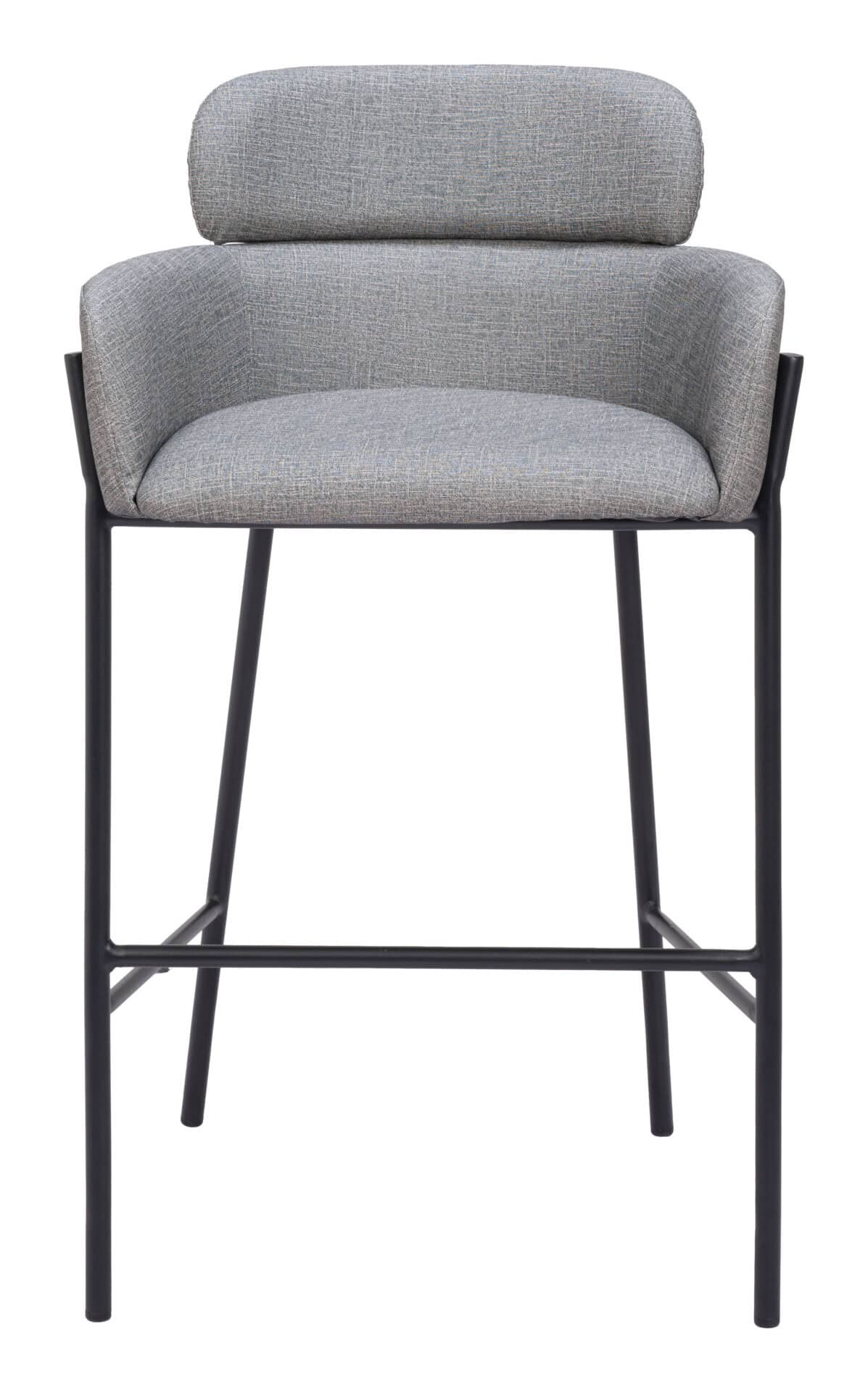 Gray Steel Barstool with Vinyl Upholstery and Armrest Support 4 Gray Steel Barstool with Vinyl Upholstery and Armrest Support - Image 4