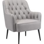 Gray Tufted Accent Chair with Faux Leather and Steel Legs 11 Gray Tufted Accent Chair with Faux Leather and Steel Legs