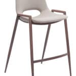 Mid-Century Modern Beige Counter Stool with Walnut Legs (Set of 2)