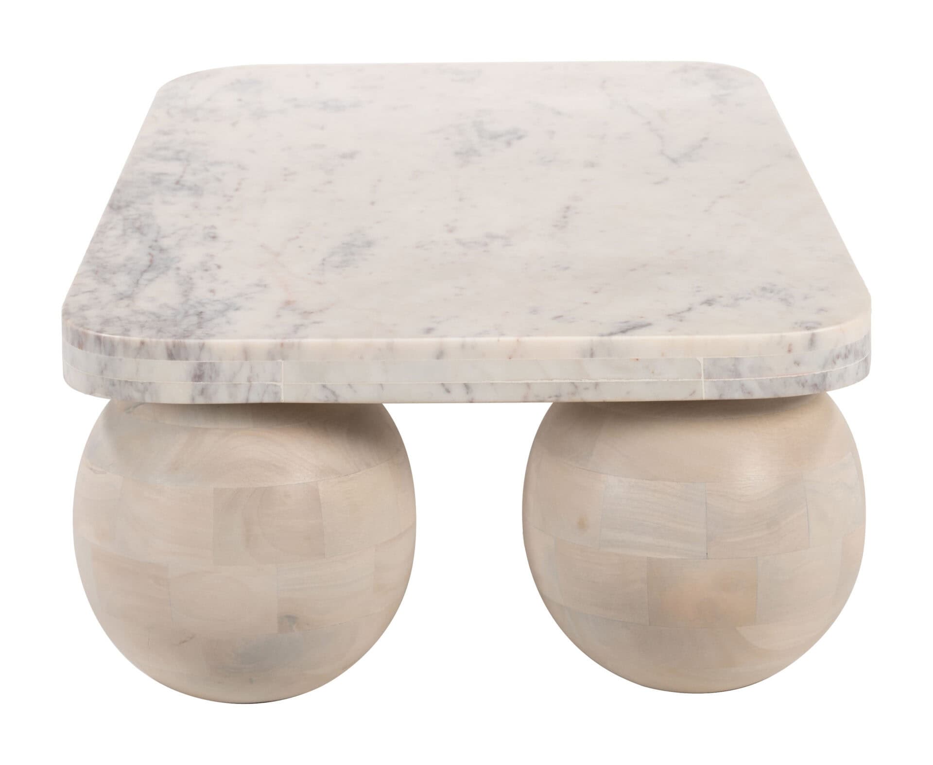Natural Mango Wood Coffee Table with Marble Top 4 Natural Mango Wood Coffee Table with Marble Top - Image 4
