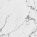 White Faux Marble Coffee Table with Gold Geometric Base