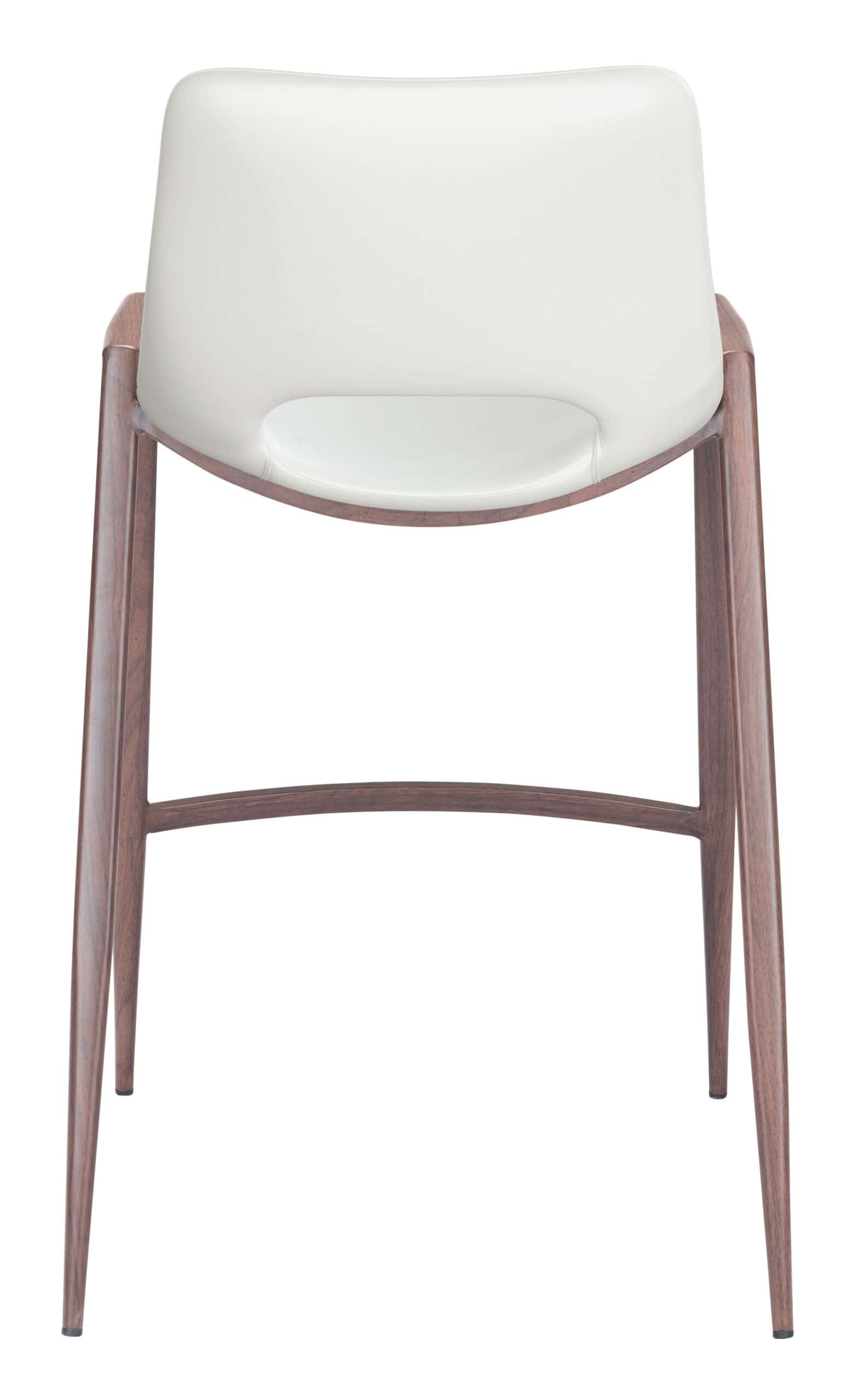 White Walnut Faux Leather Mid-Century Modern Counter Stool (Set of 2)