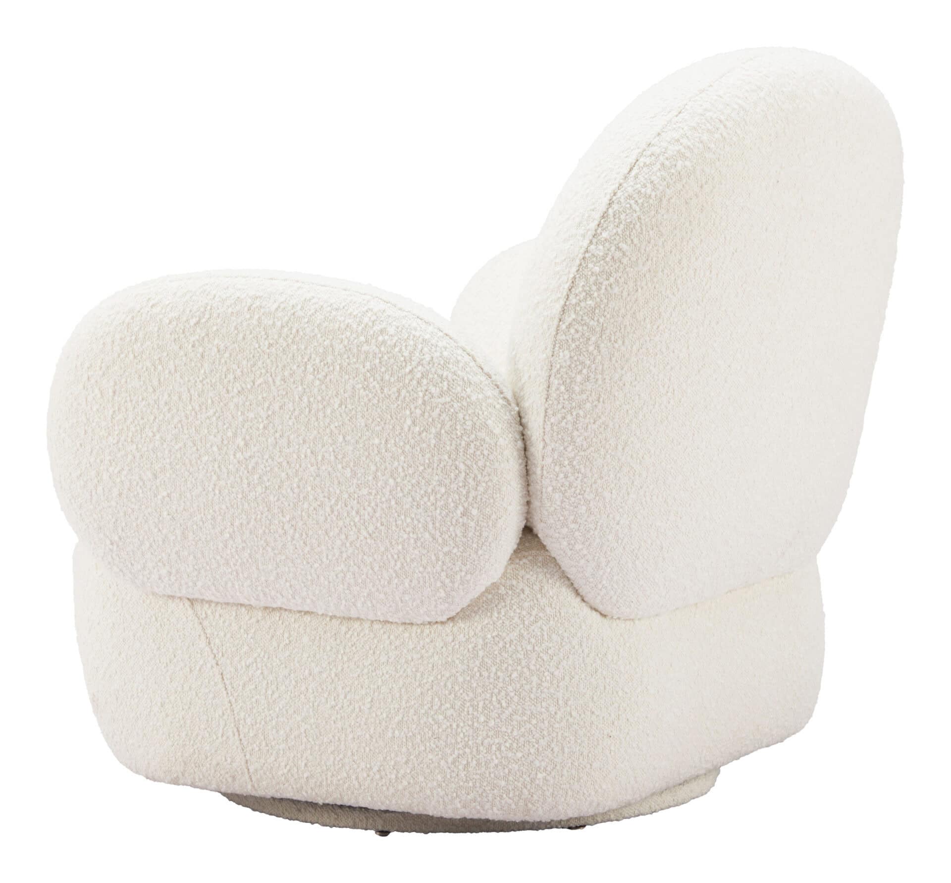 White Swivel Chair with Shearling-Style Fabric and 360-Degree Base 7 White Swivel Chair with Shearling-Style Fabric and 360-Degree Base - Image 7