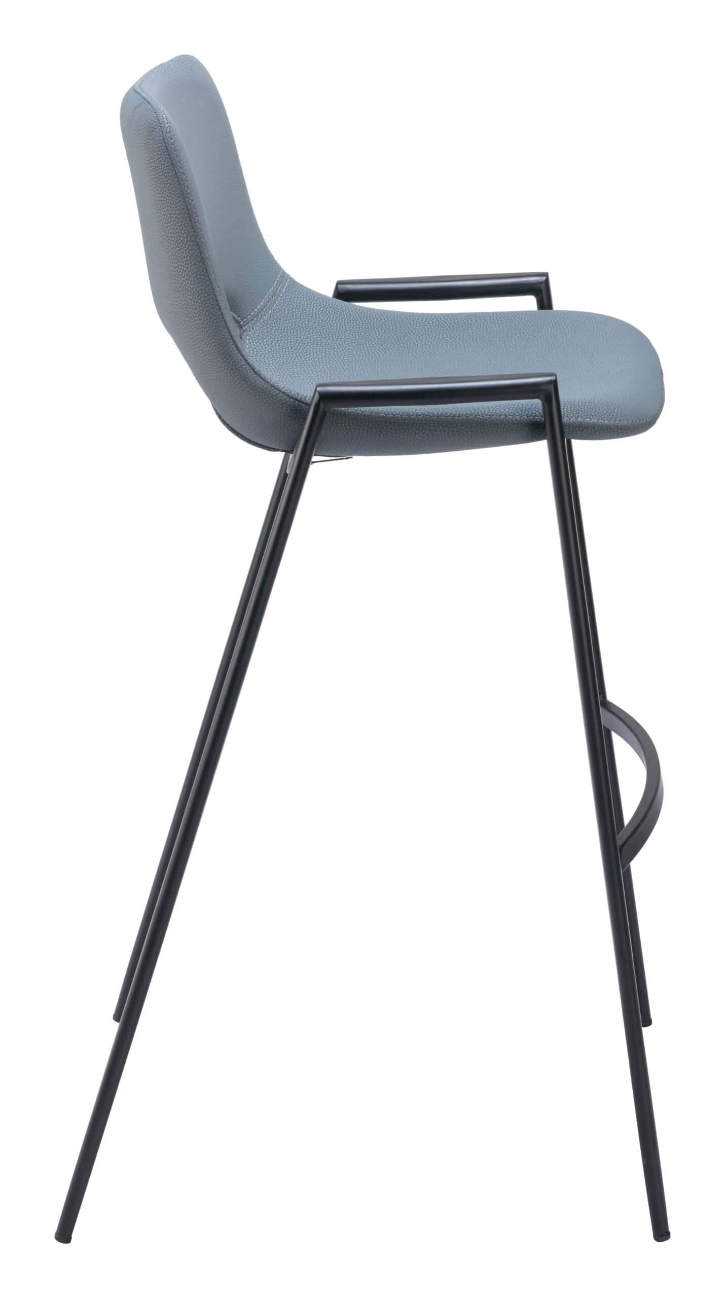 Mid-Century Modern Faux Leather Barstools with Armrest and Footrest (Set of 2)