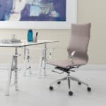 Taupe High Back Glider Office Chair with Lumbar Support and Tilt