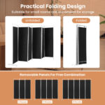 6 Panel Folding Room Divider with Steel Frame and Fabric