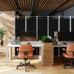 6 Panel Folding Room Divider with Steel Frame and Fabric