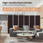 6 Panel Folding Room Divider with Steel Frame and Fabric