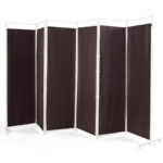 6 Panel Folding Room Divider with Steel Frame and Fabric