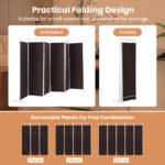 6 Panel Folding Room Divider with Steel Frame and Fabric
