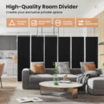 6 Panel Folding Room Divider with Steel Frame and Fabric