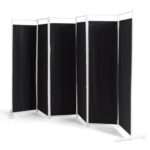 6 Panel Folding Room Divider with Steel Frame and Fabric