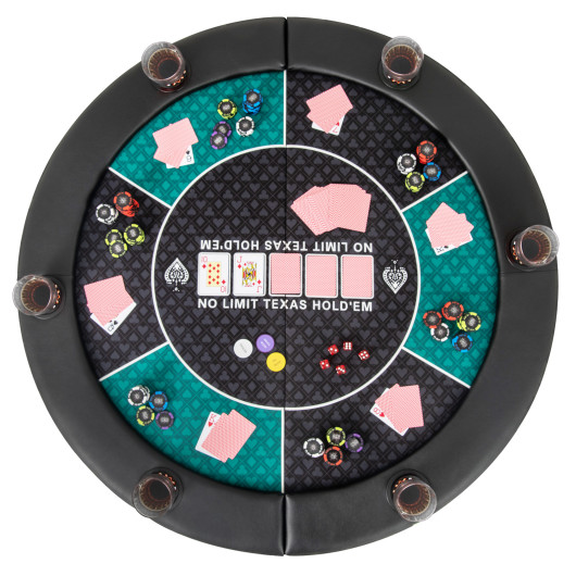 Foldable 48 Inch 6-Player Poker Tabletop with Cup Holders 2 Foldable 48 Inch 6-Player Poker Tabletop with Cup Holders - Image 2