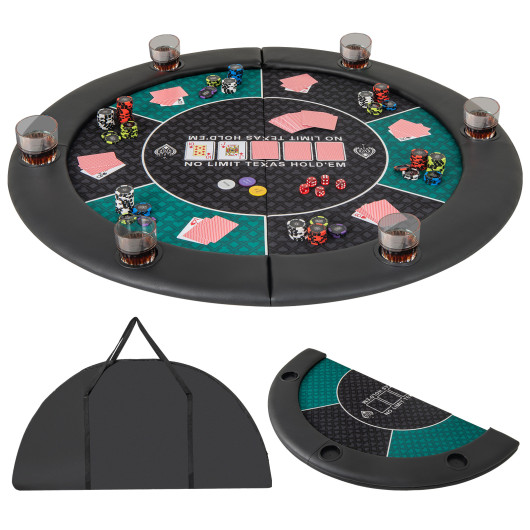 Foldable 48 Inch 6-Player Poker Tabletop with Cup Holders 3 Foldable 48 Inch 6-Player Poker Tabletop with Cup Holders - Image 3