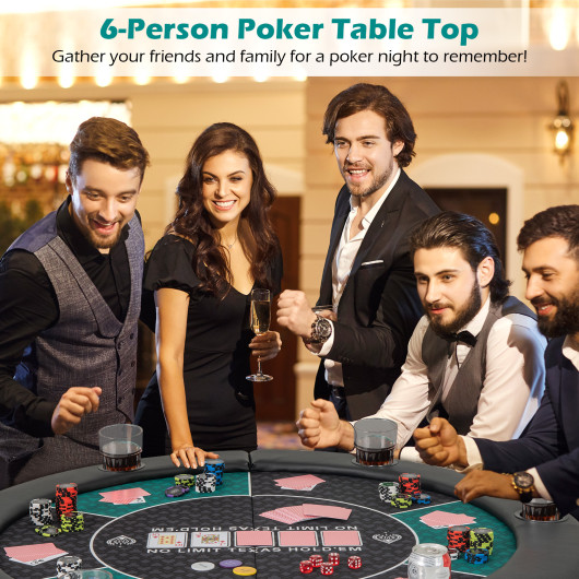 Foldable 48 Inch 6-Player Poker Tabletop with Cup Holders 5 Foldable 48 Inch 6-Player Poker Tabletop with Cup Holders - Image 5