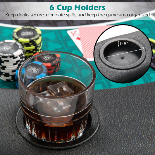 Foldable 48 Inch 6-Player Poker Tabletop with Cup Holders 6 Foldable 48 Inch 6-Player Poker Tabletop with Cup Holders - Image 6