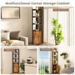 Tall Corner Storage Cabinet with 3 Shelves and Enclosed Cabinet
