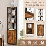 Tall Corner Storage Cabinet with 3 Shelves and Enclosed Cabinet