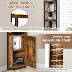 Tall Corner Storage Cabinet with 3 Shelves and Enclosed Cabinet