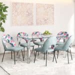 Modern Velvet Dining Chair with Printed Fabric and Steel Frame (Set of 2) 12 Modern Velvet Dining Chair with Printed Fabric and Steel Frame (Set of 2)