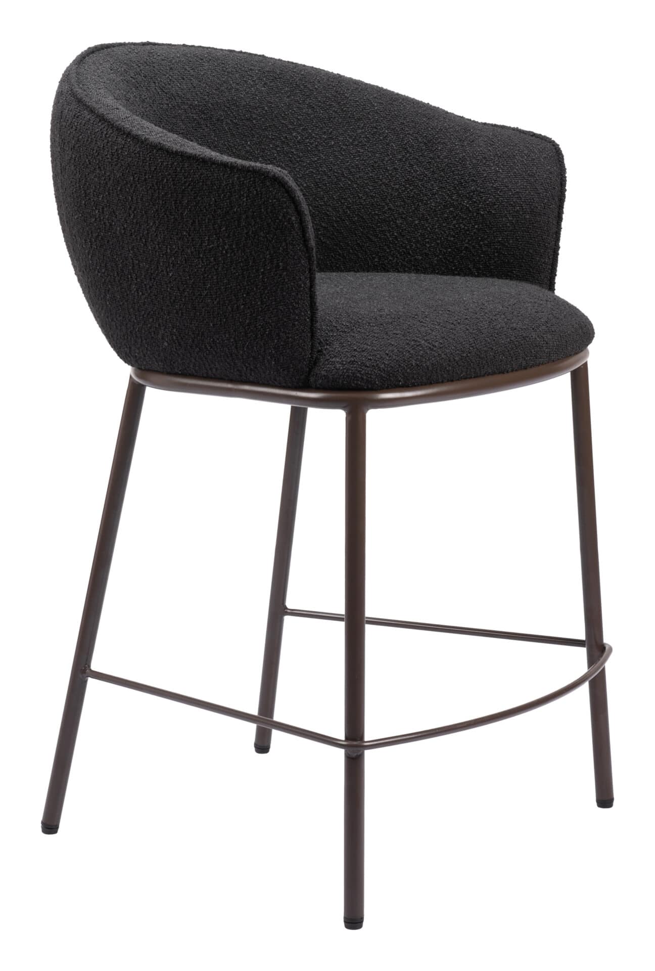 Black & Bronze Counter Stool with Teddy Fabric and Armrests 8 Black & Bronze Counter Stool with Teddy Fabric and Armrests - Image 8