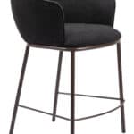 Black & Bronze Counter Stool with Teddy Fabric and Armrests
