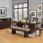Contemporary Dark Espresso Acacia Upholstered Dining Bench with Tufted Seating 9 Contemporary Dark Espresso Acacia Upholstered Dining Bench with Tufted Seating