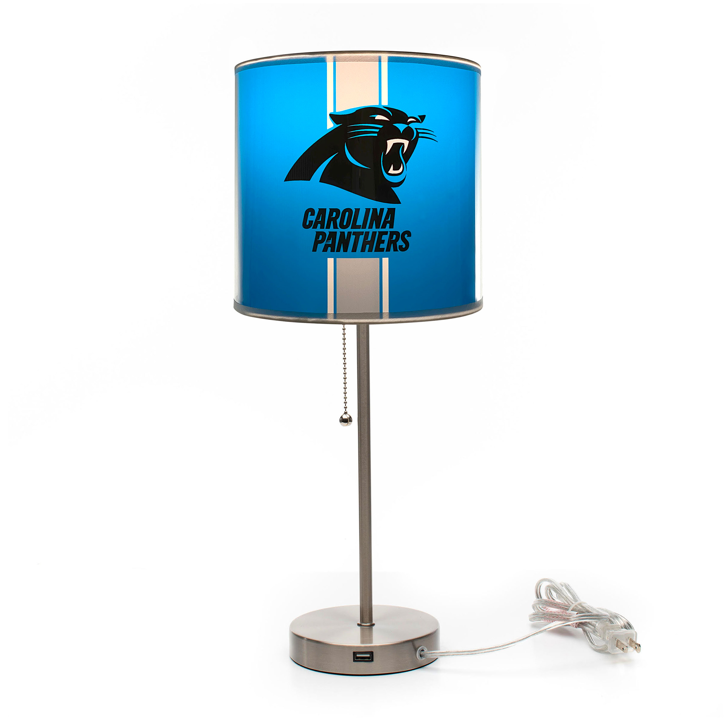 carolina panthers chrome usb charging lamp with shade insert