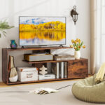 Rustic Brown Entertainment Center with Power Outlet and Storage