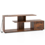 Rustic Brown Entertainment Center with Power Outlet and Storage