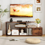Rustic Brown Entertainment Center with Power Outlet and Storage